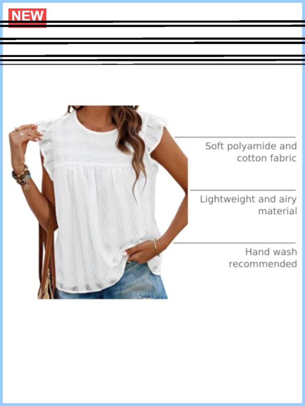 PRETTYGARDEN Lace Ruffle Cap Sleeve Tank Top Women Dressy Casual - Picture 3 of 6